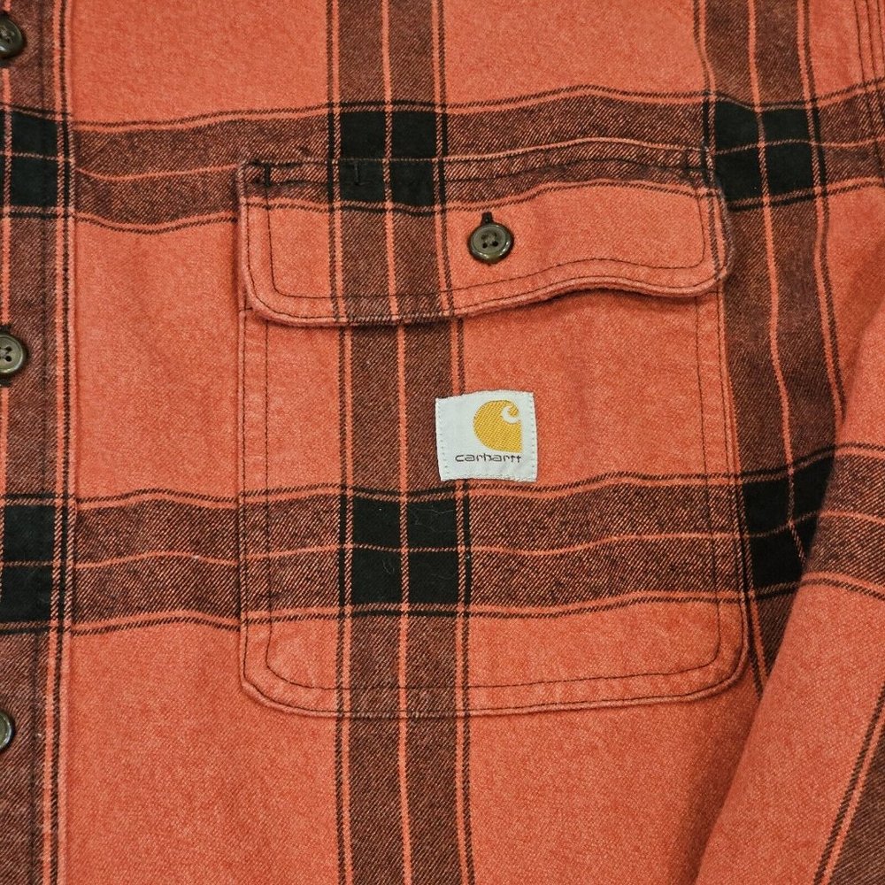 Carhartt Red and Black Plaid Flannel Button Down Shirt - Picture 3 of 11